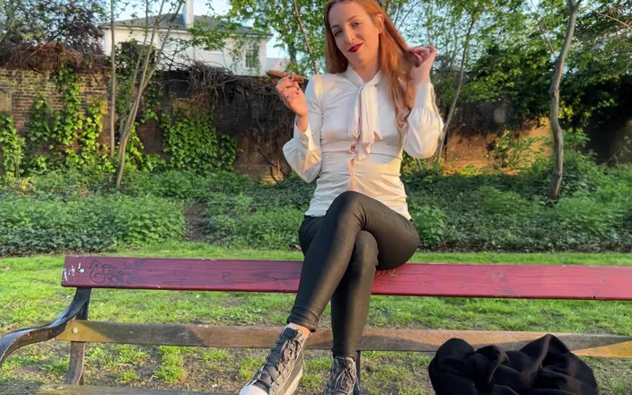 Liz Rainbow: Liz Rainbow Smoking a Flor De Oliva Cigar Outdoors