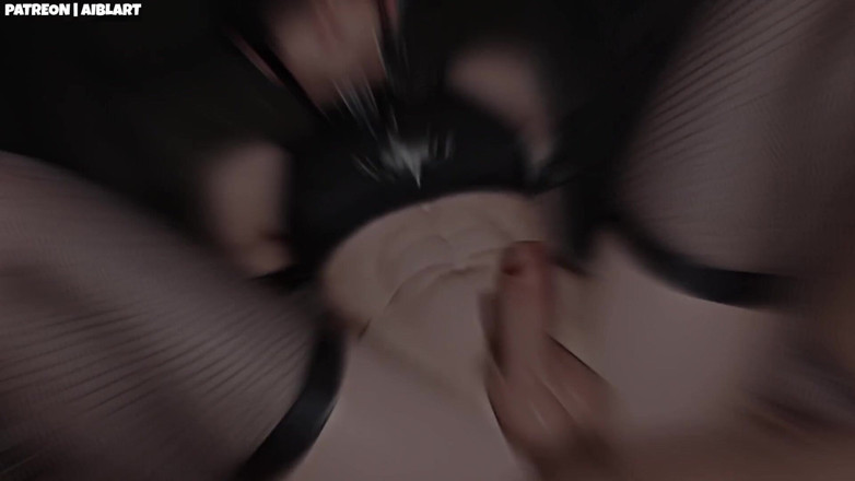 Blartai: Gothic Femboy dalam pakaian jala dikongkek keras