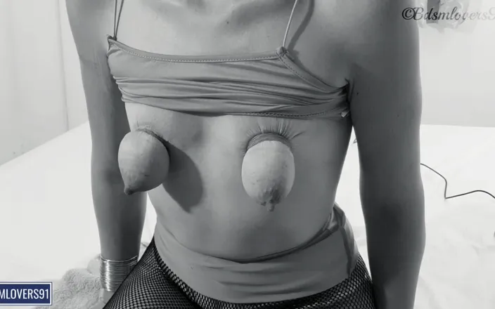 Bdsmlovers91: The Best Saggy Tits in Rubber-bands Bondage - Bdsmlovers91
