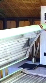 Tanning Bed Threesome Blonde Slut Devoured and Double Pounded