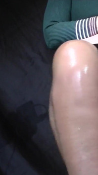Wet Legs and Shoeplay in Green Heels.