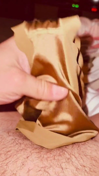 Cum in Silky Satin Green Panties