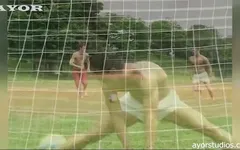 Friends on the pitch turn into cock-sucking buddies!