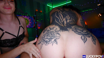 Mr.Lucky POV: Inked big tit girlfriend get pounded