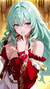 Golden Hall Fantasy! Green-haired Knight in Red-white Armor Kneeling, Teasing with Floating Magic Books - Divine Meets Carnal!