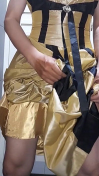 Guld Satin Silk Longdress Aftonklänning Onani