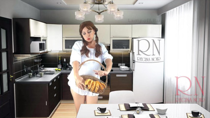 Regina Noir: Külotsuz neşeli hizmetçi yemek odasında çok fazla muz yiyor. ASMR 2