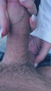 Public Parking Lot Handjob Gone Wild Wet & Sloppy Handjob Leads to Massive Tit Cumshot