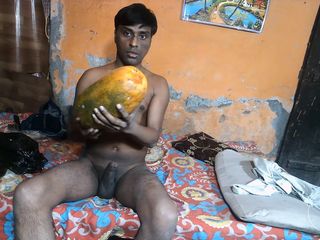 Indian desi boy: Boy Fuck Papaya Boy Masturbation and Papaya Fuck New Porn