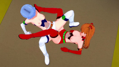 Wraith ward: アスカとレイレズビアンはさみトップレス |新世紀エヴァンゲリオン変態パロディ