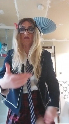 Horny Sissy in Uniform Loves Her Precum thumbnail