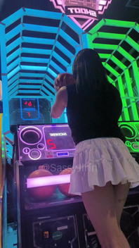 Asian Sissy No Panty Play Game in Mall's Arcade