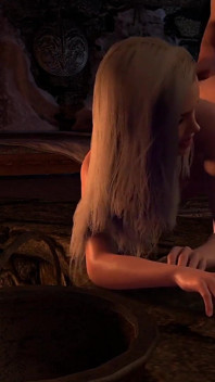 Blonde Chick Takes Big Dick in Front of the Fire - 3D Porn