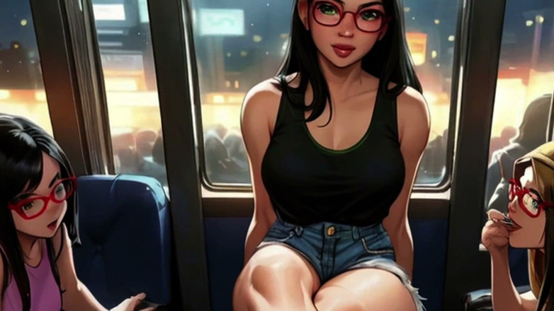 Spicy Toons: Lin's Friends Help Drain Your Cock on the Bus