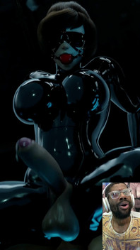 Mei Is a Tasty Sexy Futa Cock Pre-cumming BDSM Latex Ball Gag Blindfold Wearing Queen