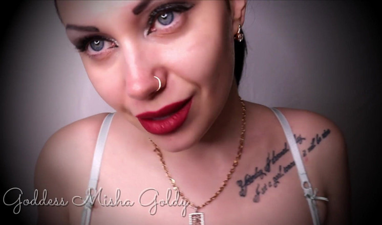 Goddess Misha Goldy: Burgundské rty tě oslabují při šukání! Moje plné, dokonalé, měkké rty...