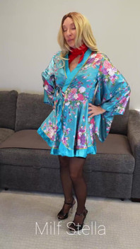 Blue Robe with Black Heels