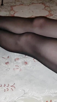 Dani on Bed in Black Pantyhose Showing off Curvy Legs and Ass