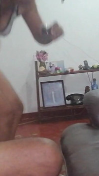 Father in Law's Gigantic Dick Hangs Out Under His Sarom for Step Daughter