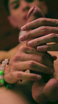 Skinny Twink Magic C Jerking His Big Cock and Playing with His Lots of Precum and Thick Cum Load