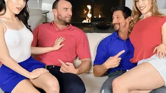 Randy Teens Whip Out Their Stepfathers' Cocks and Suck Them Side by Side Before Hopping on Top of Them for a Wild Ride