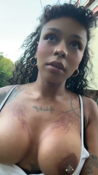 Young Slut Latina Flashing Tits Outside