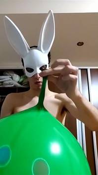 Bunny Looner Blowing up Big Balloons While Jerking off on Stream