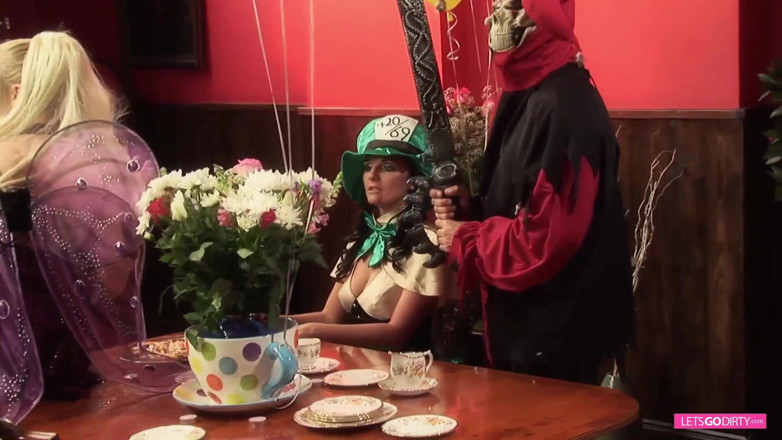 Onlyvids: Parody orgy on Alice in Wonderland with great big boobed...