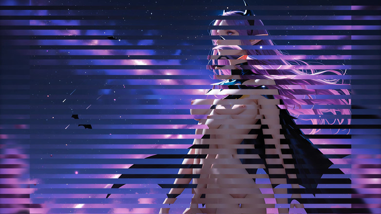 LustRender: Lustrender Slideshow: Elf Batgirl goală în violet cosmic dust Sky - Ai...