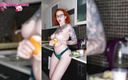 Katty Grray: Tatuada adolescente esfrega peitos grandes com iogurte - closeup