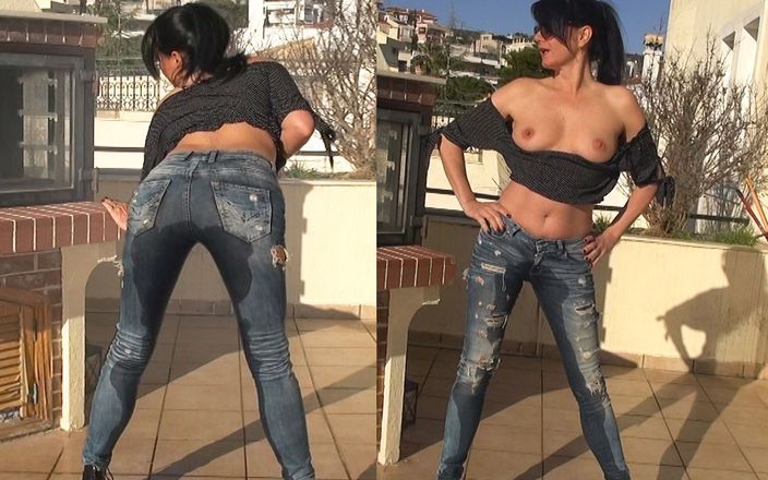 Alexandra Wett: Jeans mijando no orgasmo! Quando a urina estiver cheia até...