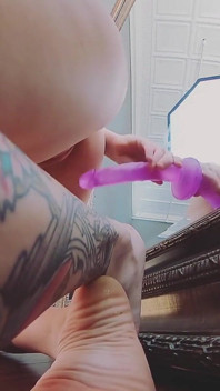 Mirror Dildo Play During Photoshoot