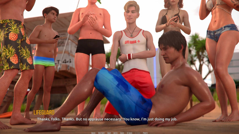 3D Cartoon Porn: Domino Beach 1 - John спасает жизнь мужчине на пляже после того, как он был уволен с его предыдущей работы (SFW)