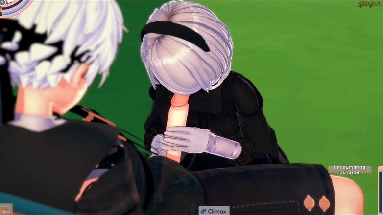 Hentai Smash: Nier: Automata Hentai - 2B มีเซ็กส์กับ 9S โดนเย็ดบนรั้วโซ่
