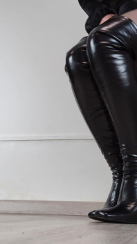 Shoeplay & Walking in Thigh High Boots with High Heels and Black Pantyhose (shoe Collection) - Dame Olga 4K (731)