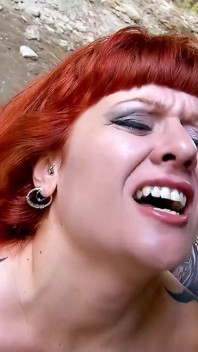 Horny redhead teen Lili Lou is fucked outdoor by her step father