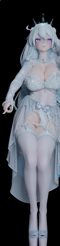 [mmd] Akina Phone Number Wedding Dress Erotic White Silk Striptease Double Ponytail