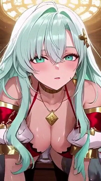 Golden Hall Fantasy! Green-haired Knight in Red-white Armor Kneeling, Teasing with Floating Magic Books - Divine Meets Carnal!