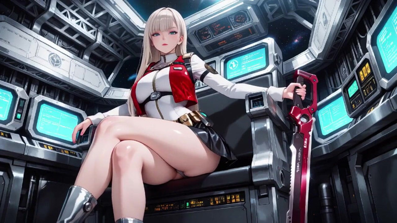 Tay Swift X: 未来的な宇宙船の中で、白い制服が完璧に伸びているプライベートな瞬間