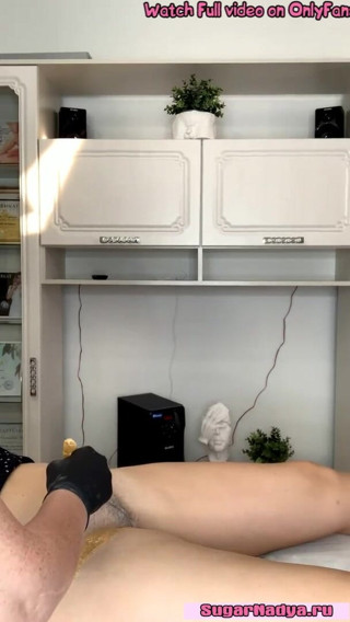 SugarNadya: Deep pussy waxing for a girl with gorgeous legs