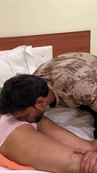 Beautiful Indian couple gets in the mood while eating food