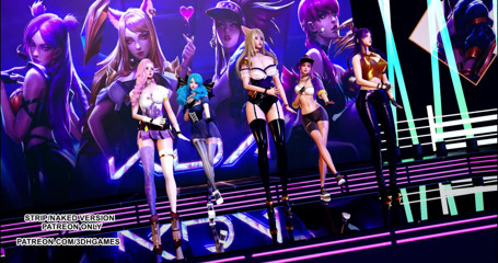 3D-Hentai Games: Kız arkadaş - cam boncuk ahri, akali, seraphine, kaisa, gwen ateşli...