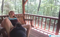 Outdoor Porch Swinging Blow Job and Pussy Licking with Ginger MILF Wife with Long Braided Hair