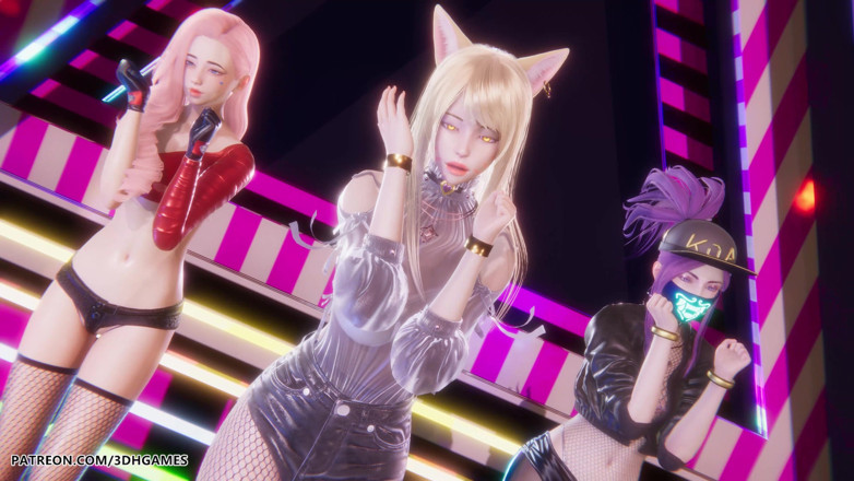 3D-Hentai Games: Mmd Babymonster - Batter up Ahri Evelynn Akali เซ็กซี่ถอดเสื้อผ้า League of Legends...