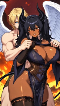 Впав ангел перетворюється на масивну товстушку succubus demoness hentai