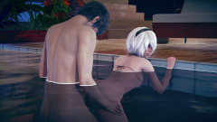 Waifu club 3D: 2B je ošukaná zezadu v bazénu