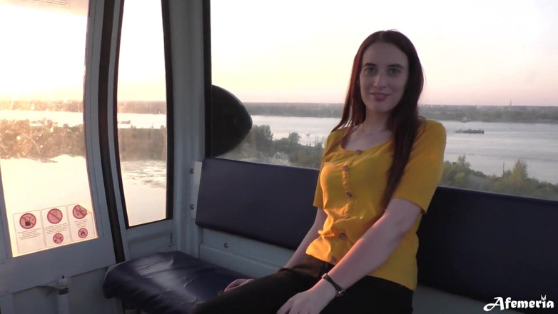 Afemeria: Funicular blowjob with cum in mouth