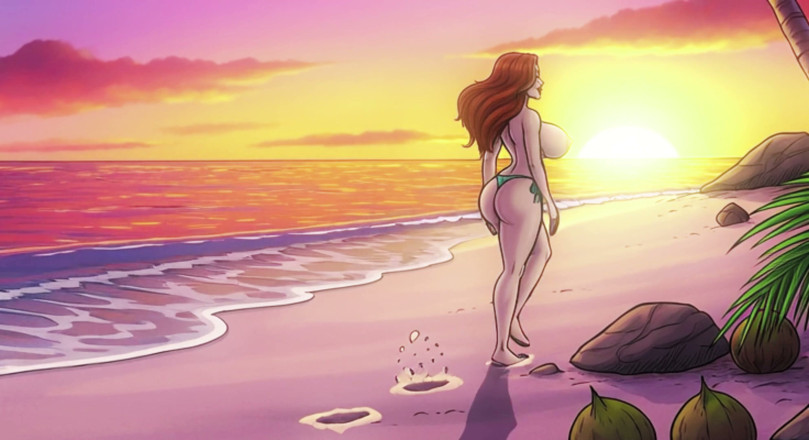 AI Porn: Wielkie cycki topless beach