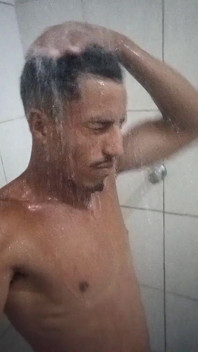 Brazilian Brunette 16cm Thick in the Shower - Hairy Hard Cock Taking a Hot Shower
