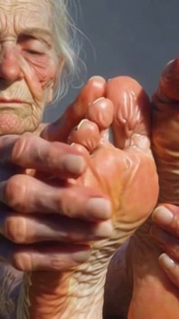 Granny Foot Oil Play - Self Massage Makes Her Horny and Dripping